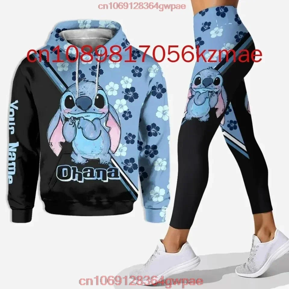 Free Custom Name Disney Stitch Hoodie And Leggings Set Women's Hoodie Yoga Pants Sweatpants Fashion Sets