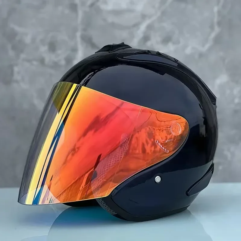 

2024 New Motorcycle Half 3/4 Ram4 Bright Dark Blue Open Face Helmet Men Women Four Seasons Open Helmet Scooter Jet