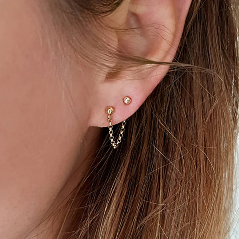 14K złoto wypełnione podwójny otwór kolczyki ręcznie robione kolczyki złota biżuteria Oorbellen Brinco biżuteria w stylu Vintage Boho kobiety kolczyki