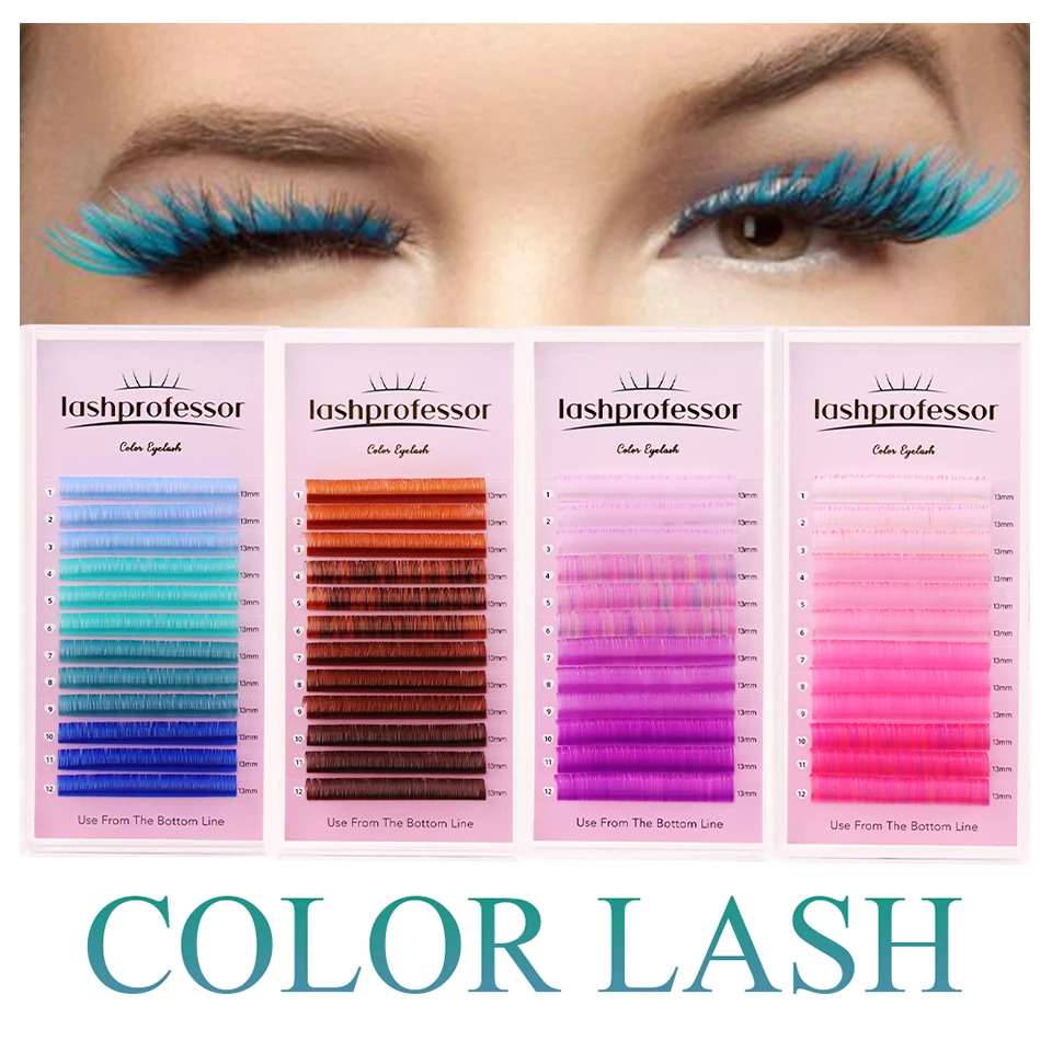 Lashprofessor Colored Mix Individual Eyelash Extensions C/D Makeup Natural Soft False Silk Lash Faux Mink Russian Eyelash Cilios