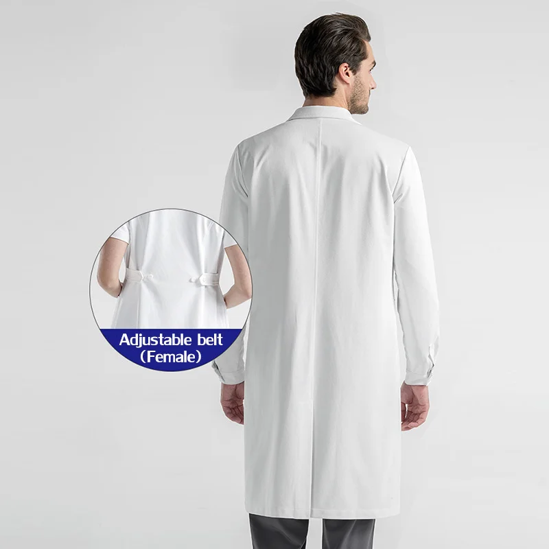 Alta qualidade branco casaco de laboratório médico médico magro uniforme enfermeira spa uniforme de enfermagem esfrega uniformes médicos