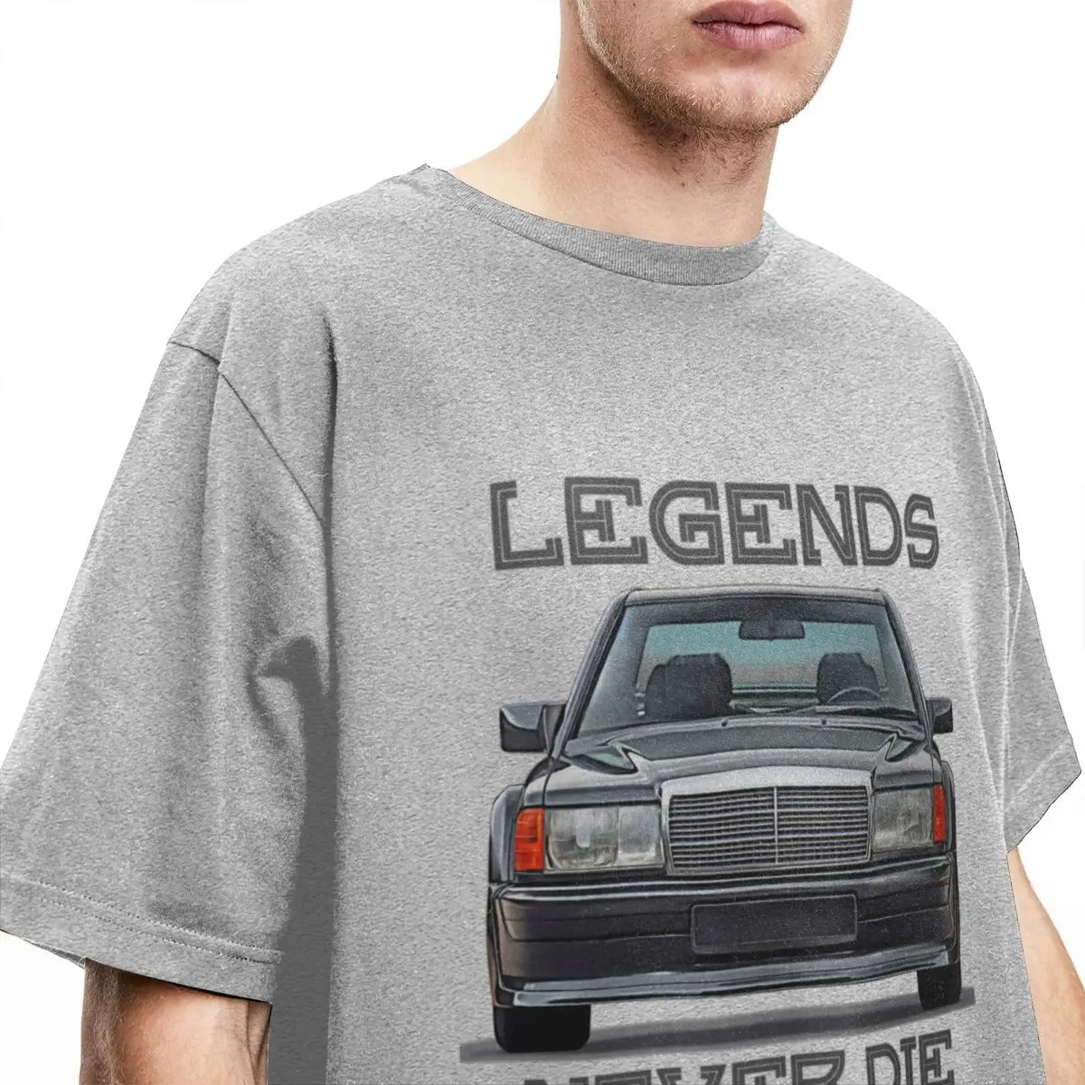 Men Vintage Car W201 Legends Never Die Shirt Merch Classic 190E Cars Pure Cotton Clothes Novelty Classic T-Shirts