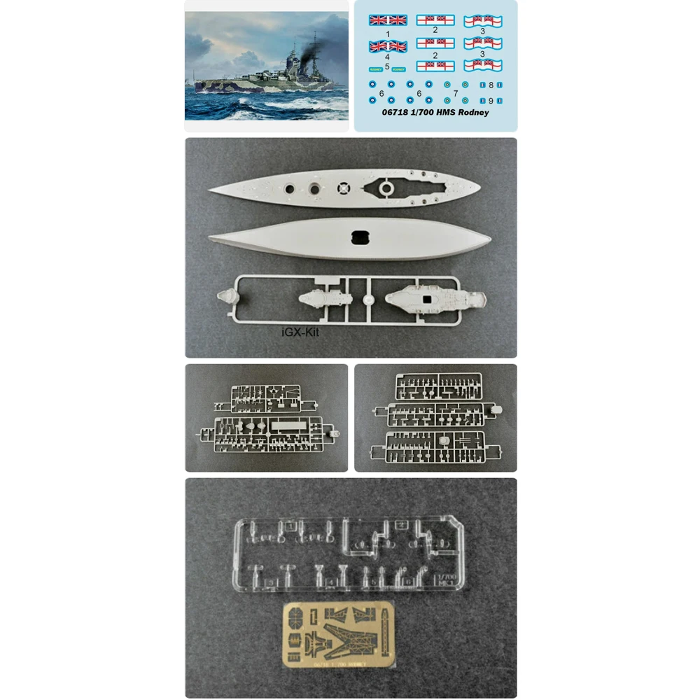 

Trumpeter 06718 1/700 HMS Rodney Battleship Military Ship Assembly Plastic Children Handcraft Toy Display Model Building Kit
