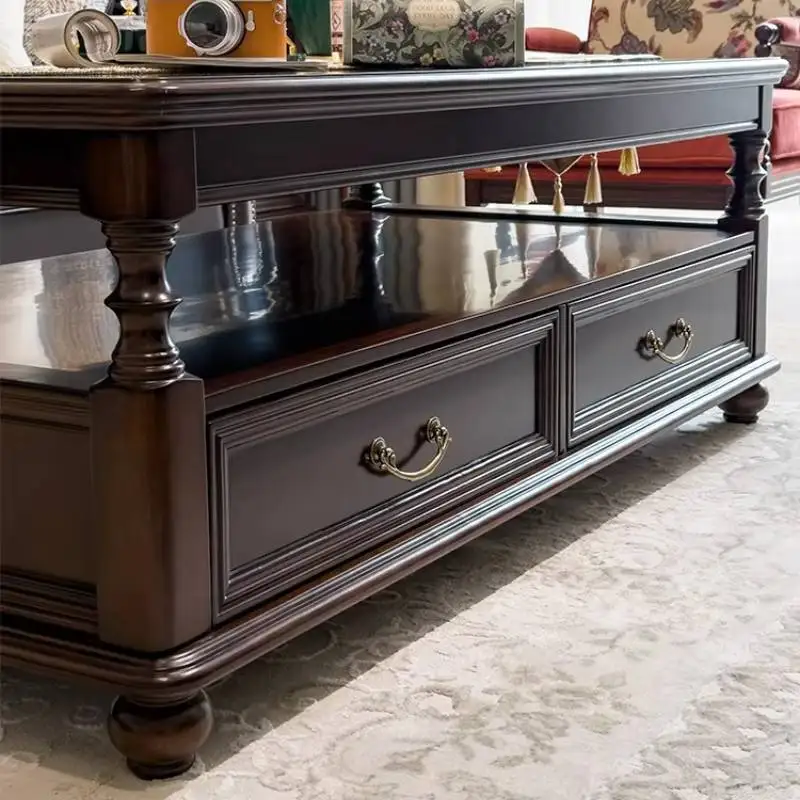 European Walnut Brown Coffee Tables Luxury Arabic Vintage Nordic Coffee Tables Living Room Salon Mesa De Centro Sala Furniture