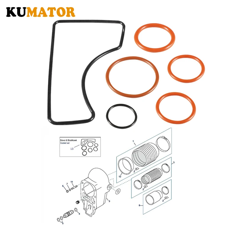 KUMATOR 16755Q1 Bell Housing Installation Gasket Kit Fit for MerCruiser Bravo 1 2 3 Drives 1988-Up