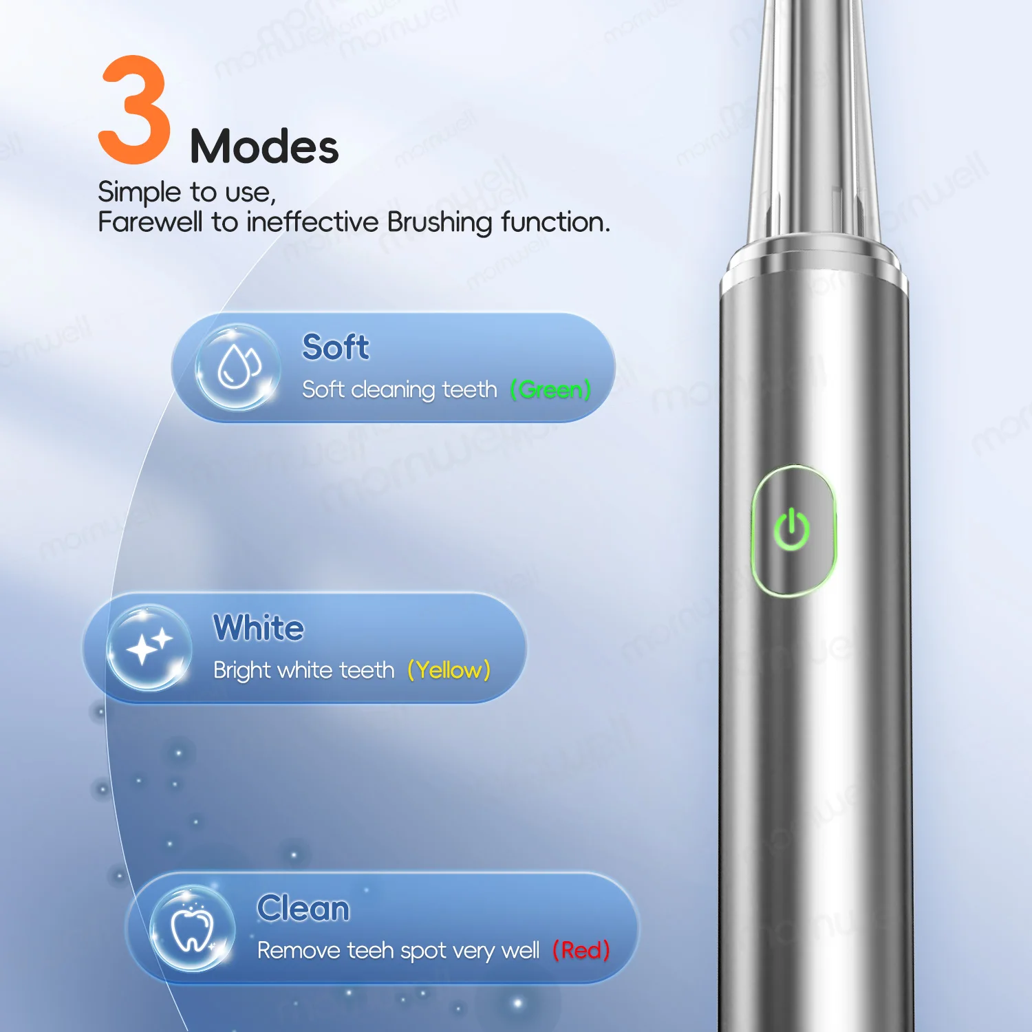 فرشاة أسنان كهربائية فرشاة رقيقة عقلية للجسم خصيصًا للنساء شعيرات DuPont الناعمة من Pure Wisdom Beauty، 4 رؤوس فرشاة مقاومة للماء