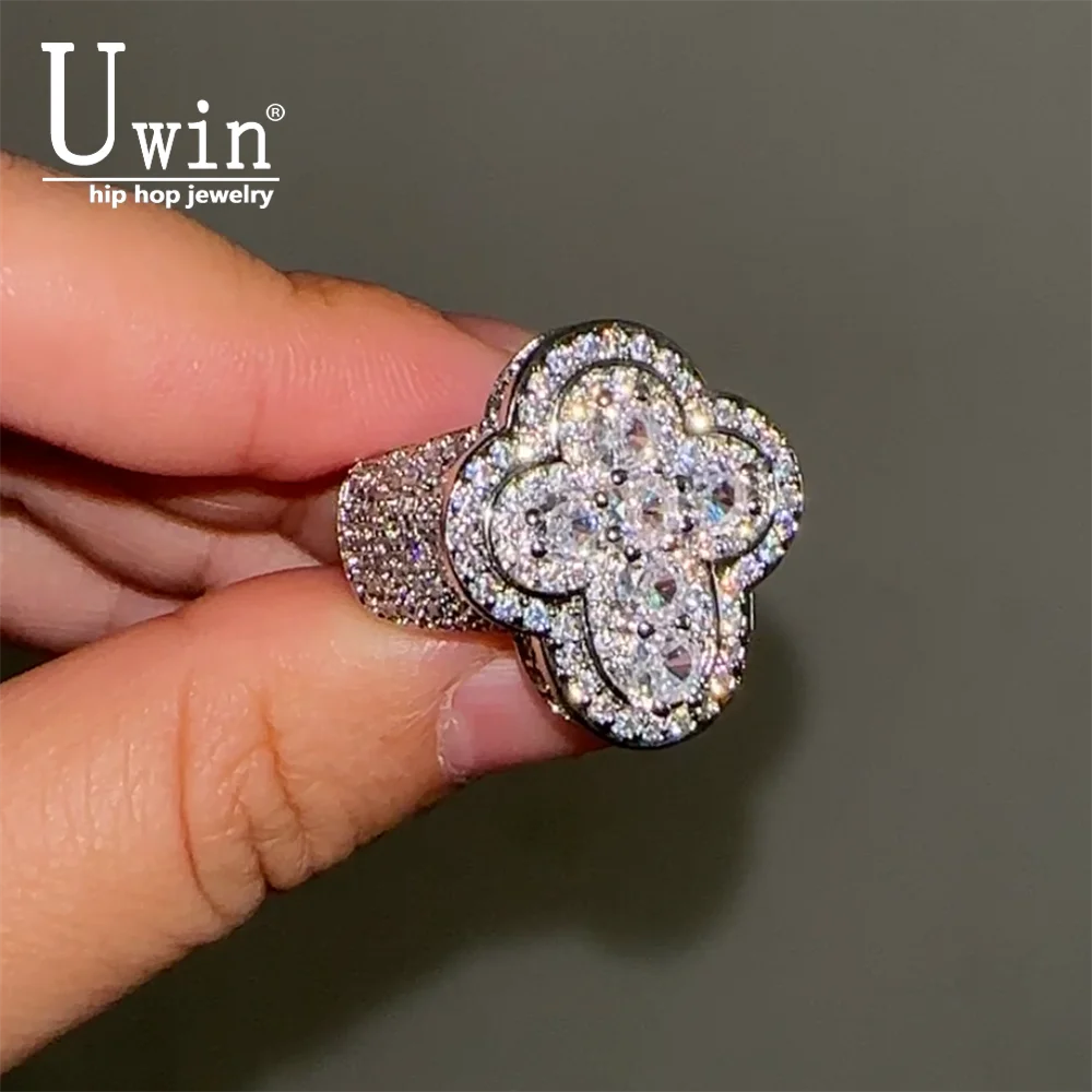 

Uwin Big Chunky Cross Ring Iced out Cubic Zircon HipHop Finger Ring For Men Women Delicate Punk Jewelry