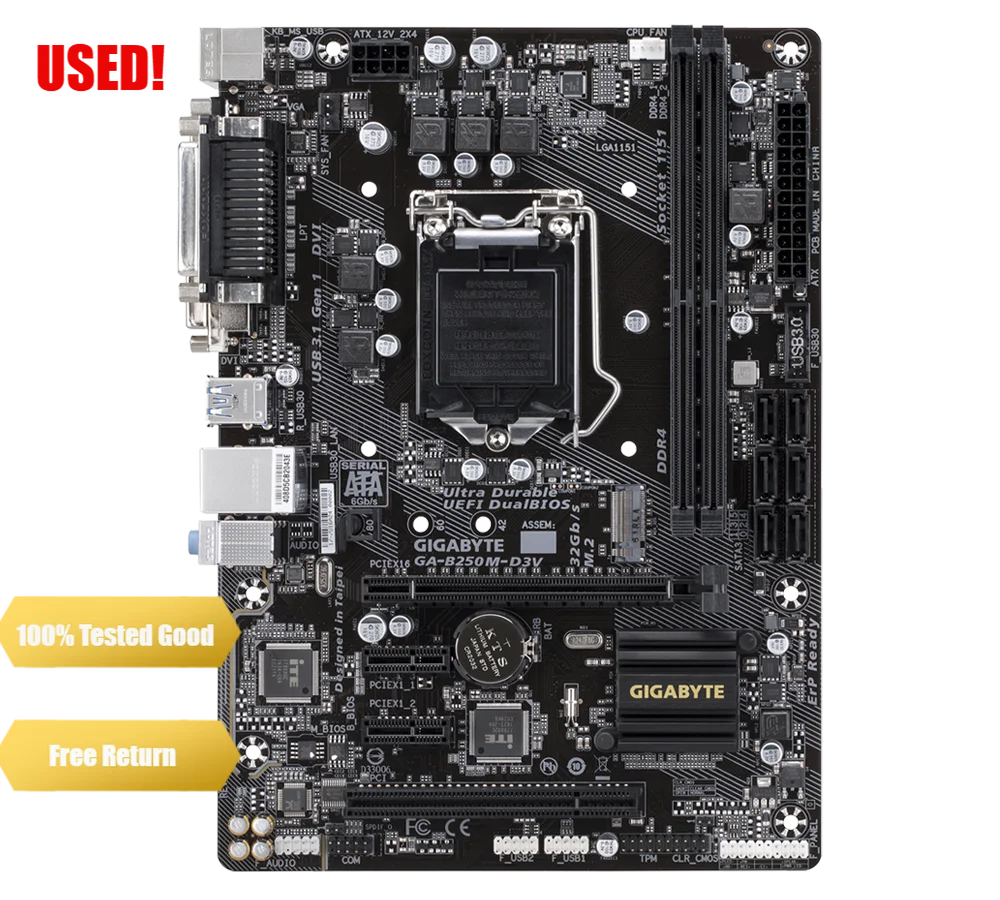 Gigabyte GA-B250M-D3V Motherboard B250M-D3V B250 Socket LGA 1151 DDR4 USB3.0 SATA3 PCI-E3.0