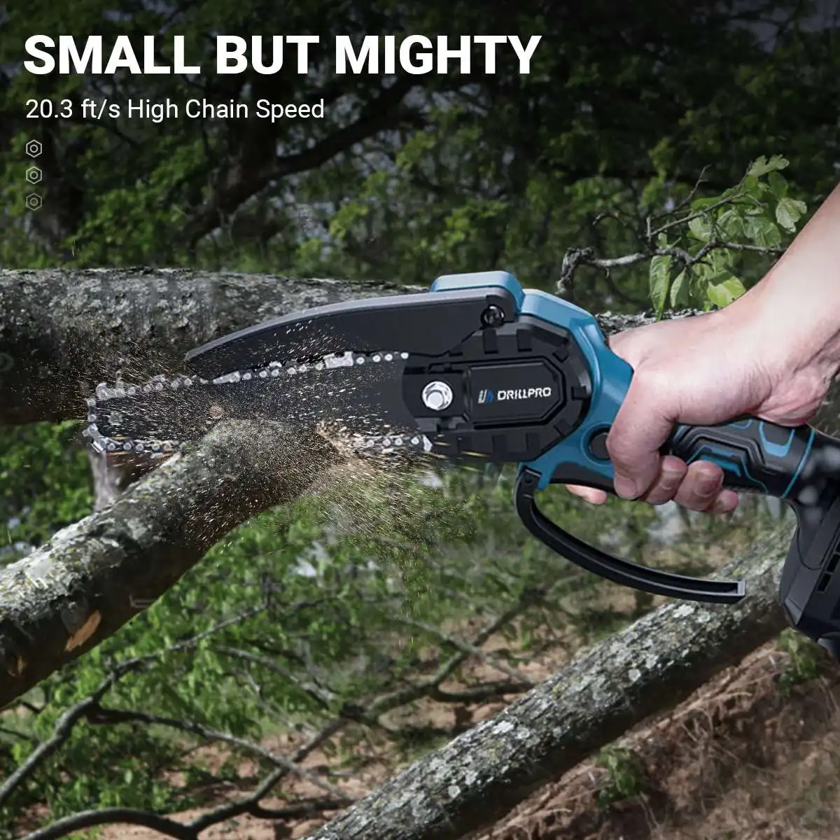 Drillpro 6 Inch Mini Electric Chain Saw Rechargeable Woodworking Pruning Logging Saw Garden Power Tool for Makita  Battery