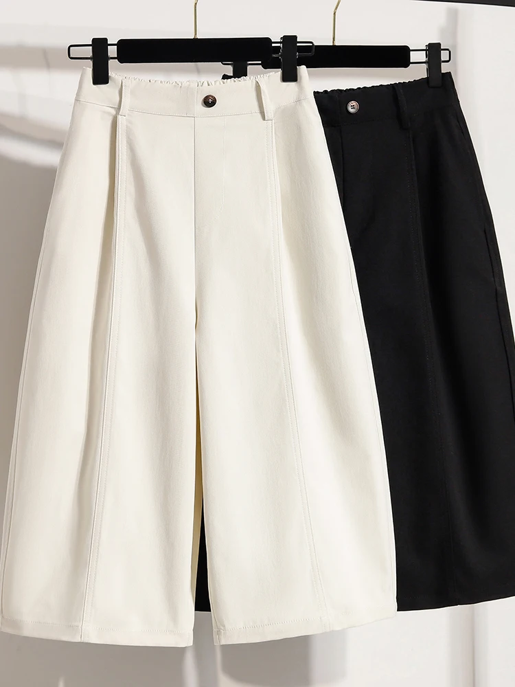 

Summer 2026 plus Size Casual Straight Leg Pants High Waist Wide Leg Thin Blade Crop Trousers for Women Cover Hip