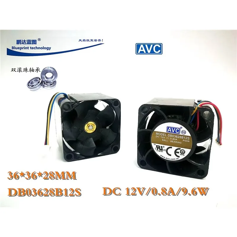 pa Db0362812s محمل كروي مزدوج 3628 3.6 سم أقصى معدل تدفق الهواء 12v0. مروحة تبريد PWM لخادم 8A #2