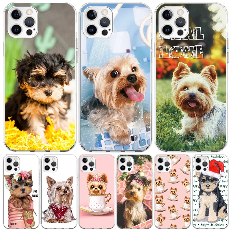 Yorkshire Terrier Dog Puppy Phone Case For Apple Iphone 11 12 13 Mini 14 15 16 Pro Max 7 Plus X XS XR SE Art Customized Coque Ca