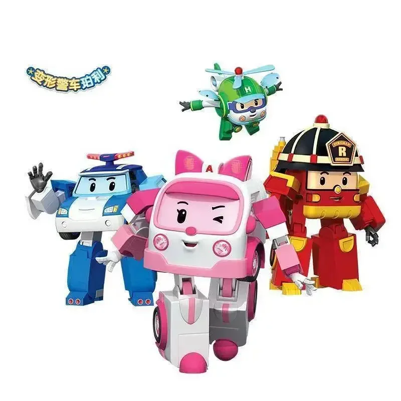 Neue Cartoon Robocar Poli Action-figuren Transformation Anime Hand Verformung Auto Modell Flugzeug Geschenk Spielzeug Roboter Für Kinder