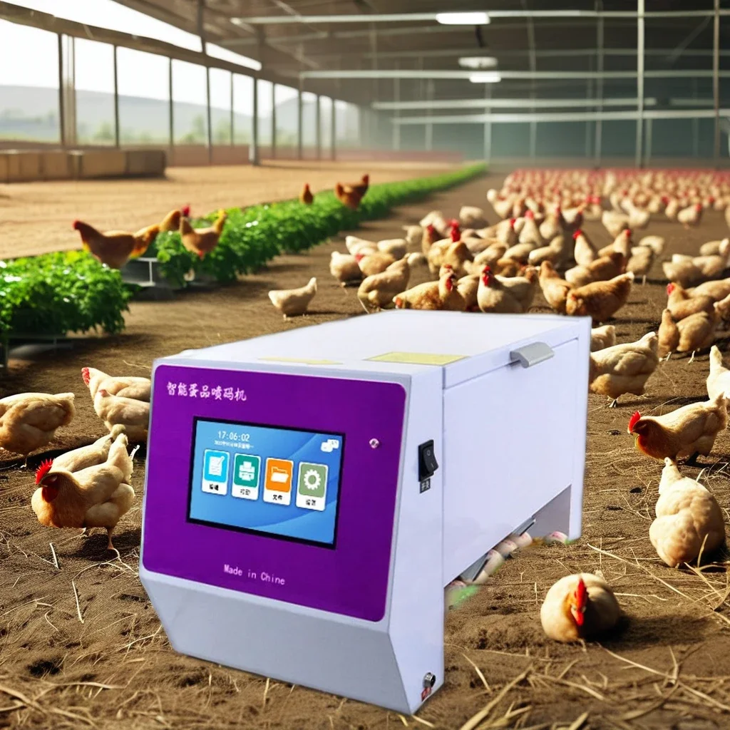 Best Six Printing Heads Egg Inkjet Printer Continuous Production Date Logo Eggs Marking Stamping Coding Machine With Conveyor Be