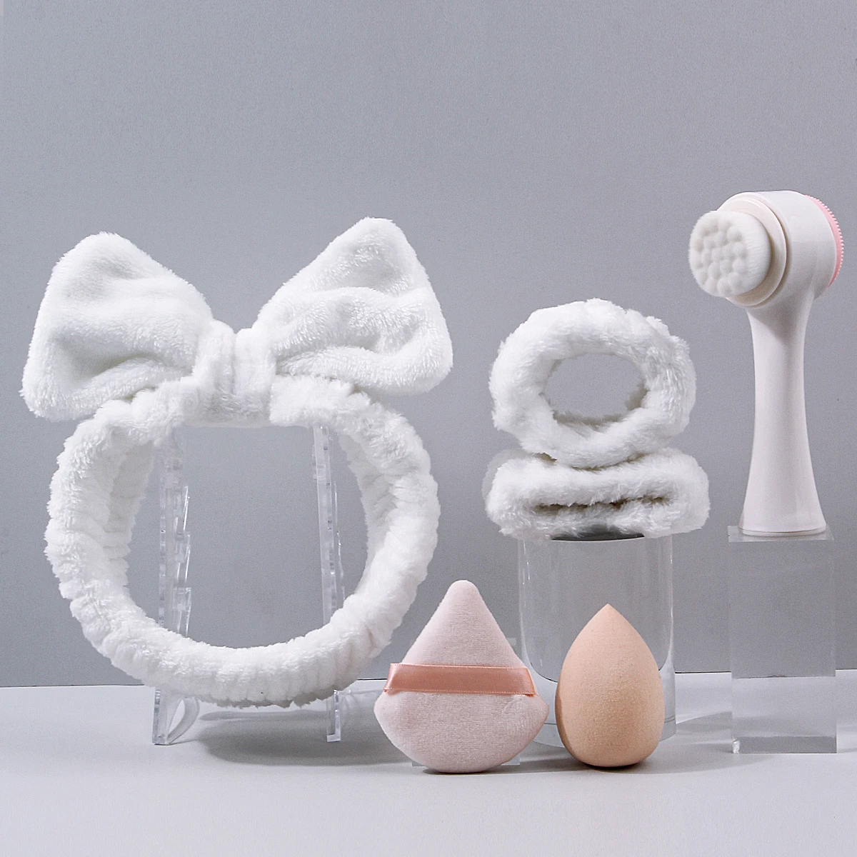 Herramientas de belleza profesionales de 6 uds: juego de limpieza unisex súper suave + juego de esponjas en polvo de esponja de doble propósito seca y húmeda