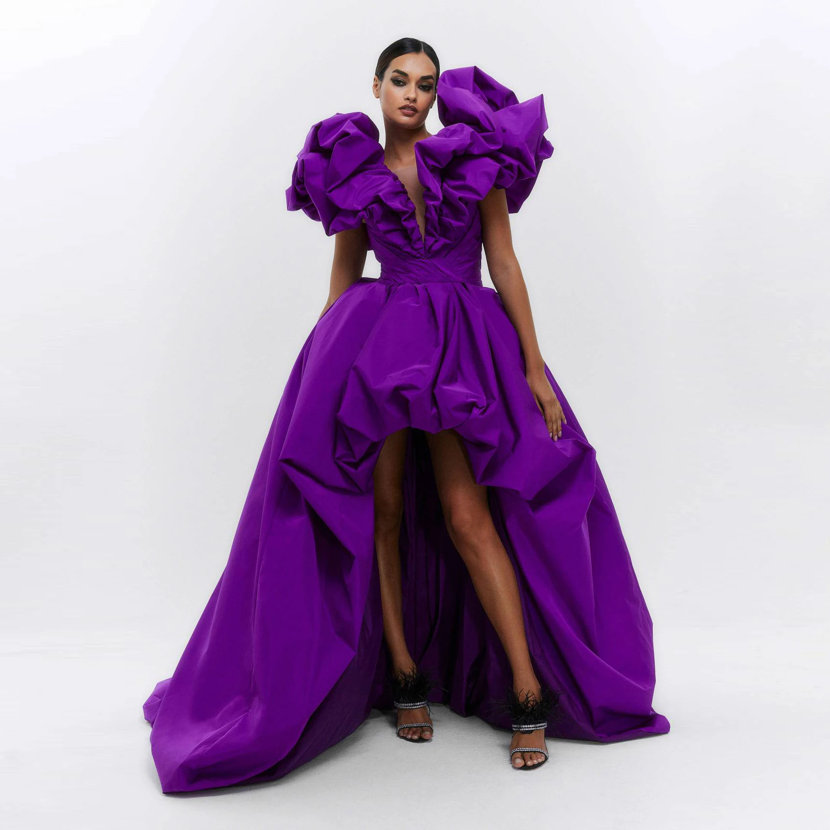 

Dreamlike Purple Party Dress robe de soiree 2023 New Asymmetrical Fashion Women Prom Gowns Dresses Pleat Vestido De Festa