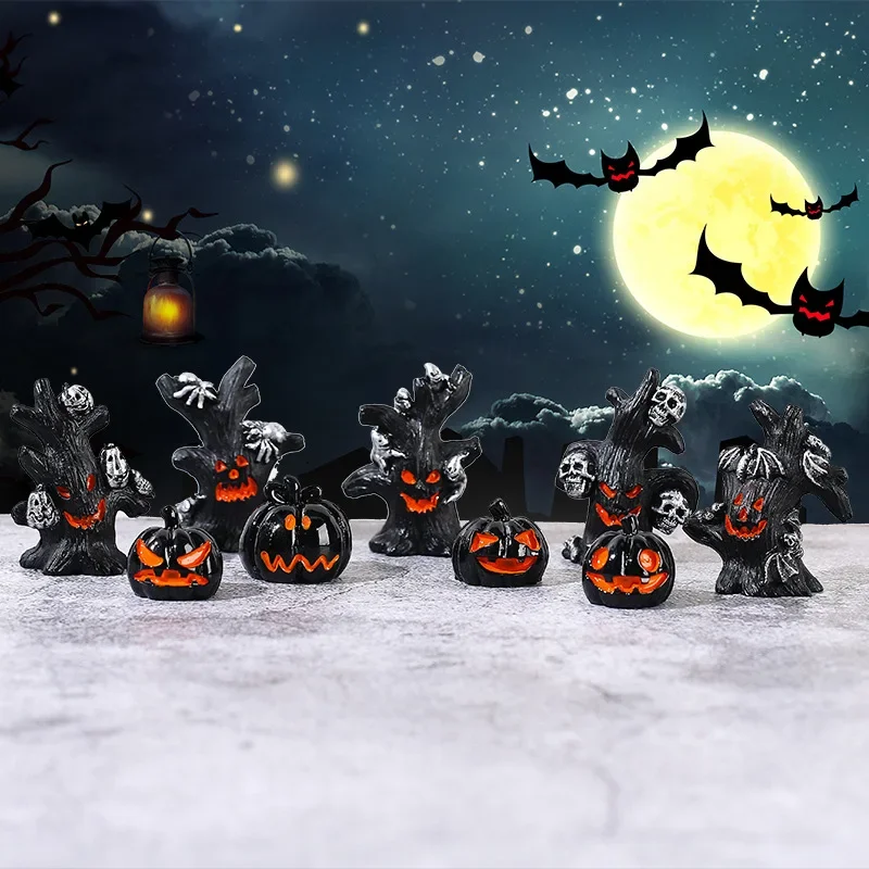 

Halloween DIY Figurines Micro Landscape Ornaments Accessories Tree Ghost Pumpkin Decorative Resin Accessories Vintage Home Decor