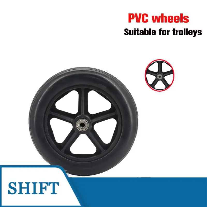 

Передние колеса для инвалидной коляски НОВЫЕ черные колеса из ПВХ Тележка для путешественника высокого качества 8 дюймов Подходит для замены колес инвалидной коляски