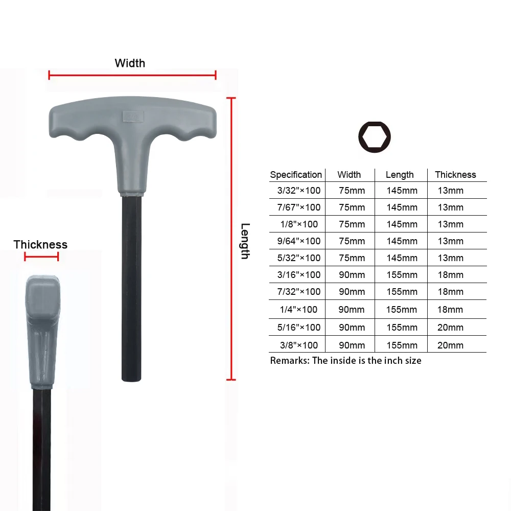 WOZOBUY 10pc Metric Or Inch T-Handle Hex Key Allen Wrench Tool Set Or Star T-Handle Hex Key Set with Convenient Storage Stand