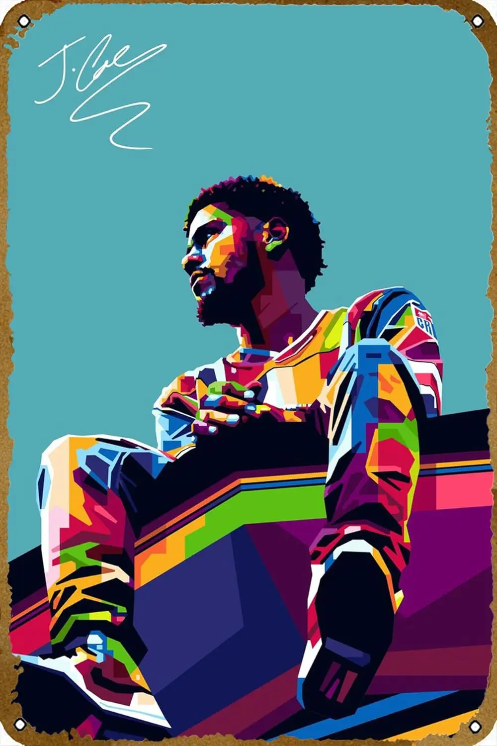 J Cole Poster Tin Sign Wall Art Sign Vintage Wall Decorations Metal Signs 8x12 Inch sign