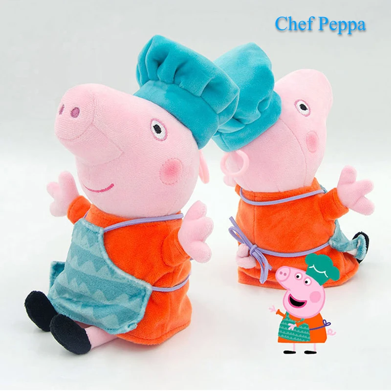 19 CM Peppa Pluszowe zabawki Seria kariery Kreskówka Lalka Zwierzę Szef Kuchni Diver Doctor Star Odgrywanie ról Miękkie wypchane lalki Prezent urodzinowy dla dziecka