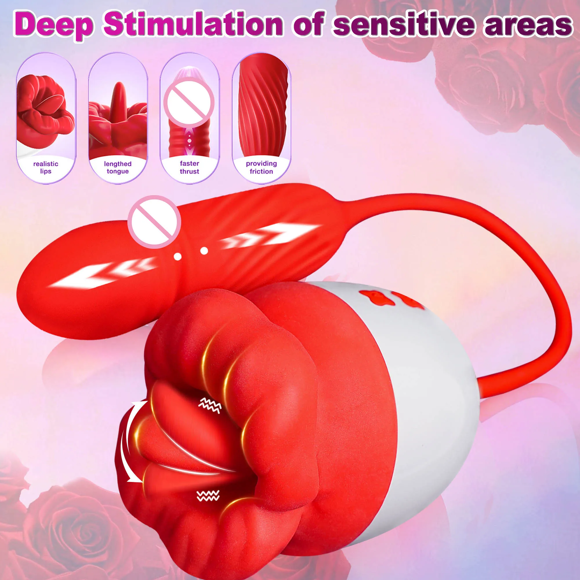 10段階速度調整可能なクリトリス吸引刺激ディルド、乳首・膣・舌なめバイブレーターマッサージ器、オナニーグッズ、男女兼用セックストイ