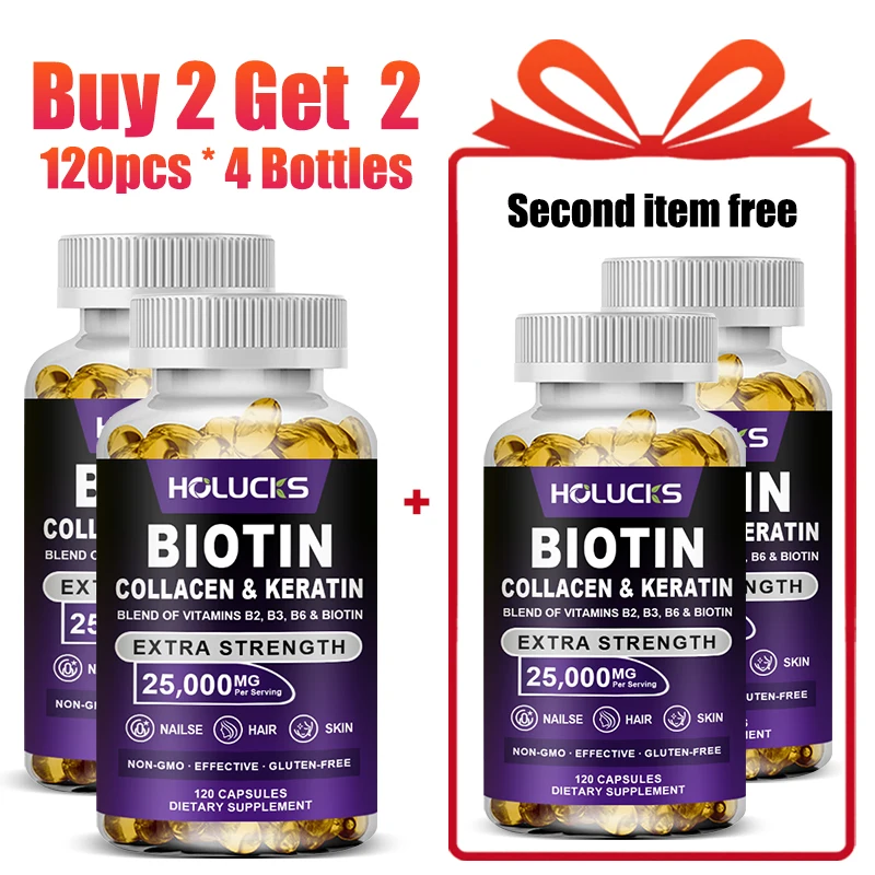 

Капсулы с биотином высокой концентрации для здорового роста волос, кожи и ногтей, витамин B7, пищевая добавка