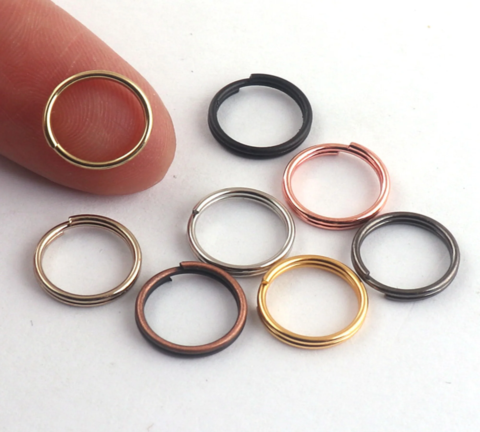 100 PCS 10mm portachiavi divisi, argento oro bronzo nero oro rosa Gunmetal anelli di salto divisi in oro pallido, portachiavi in pelle portachiavi