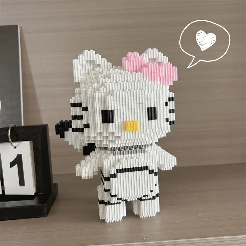 

Hello Kitty Kuromi My Melody Sanrio Anime Peripheral Cartoon Kawaii Cute Building Blocks Assembled Toys Creative Decoration Gift