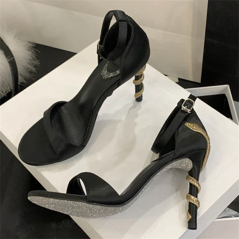 

Летние модные женские босоножки Eilyken на тонком каблуке с кристаллами и стразами, с ремешком на пряжке, для выпускного вечера, Sandalias De Mujer