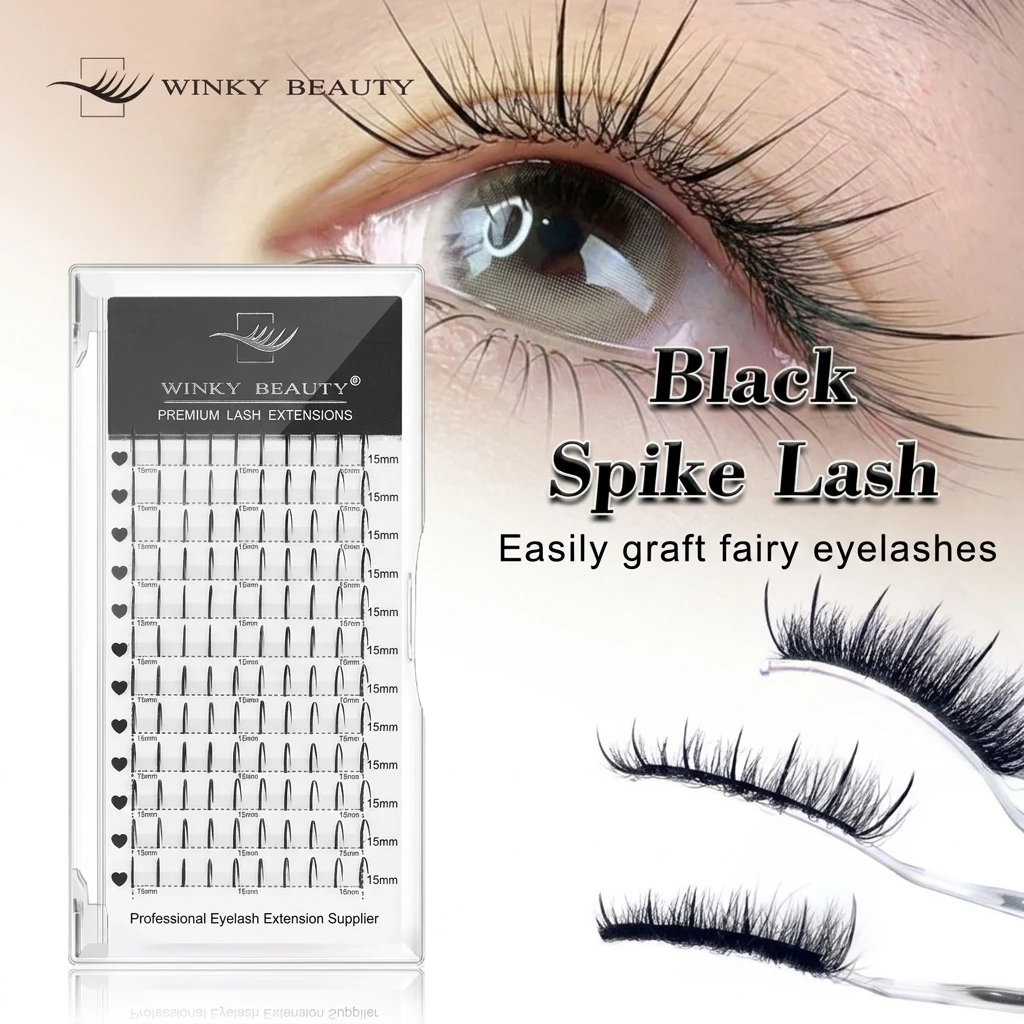 Winky Beauty A/M Spikes Lashes 8-18mm Clusters Individual Wispy Premade Fans Clusters False Eyelash Extensions 120Fans Makeup