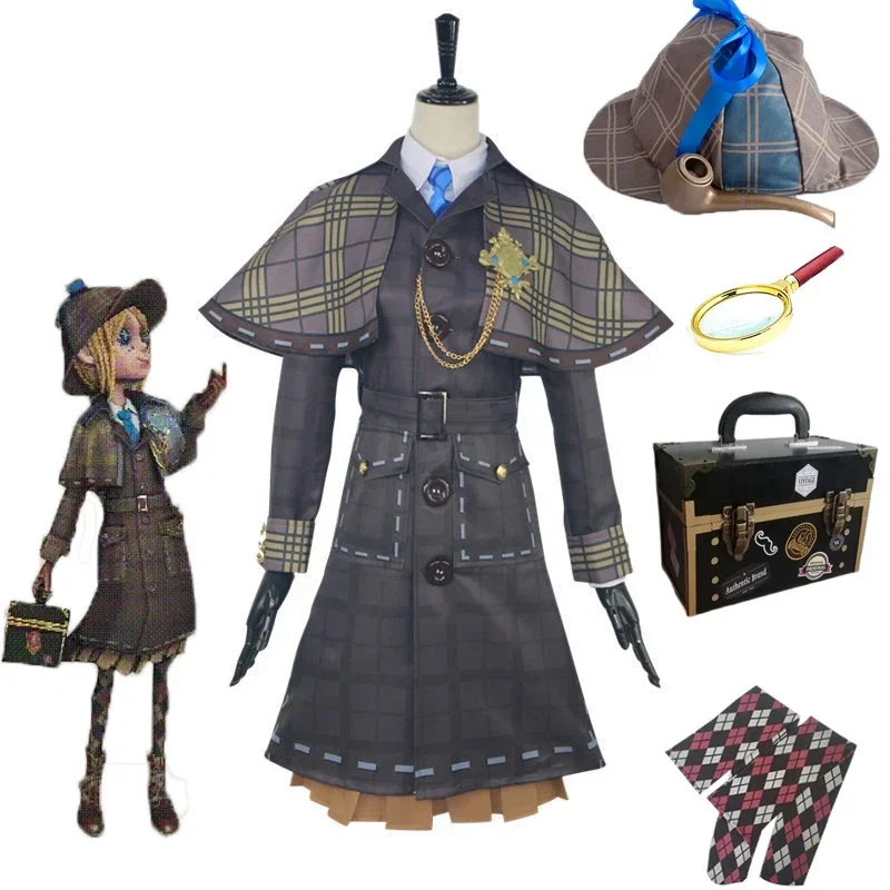 Anime Identity V Cosplay Costume Cos Clothes Gardener Miss Truth Emma Woods Cosplay Costume Set With Hat Magnifying Glass wig