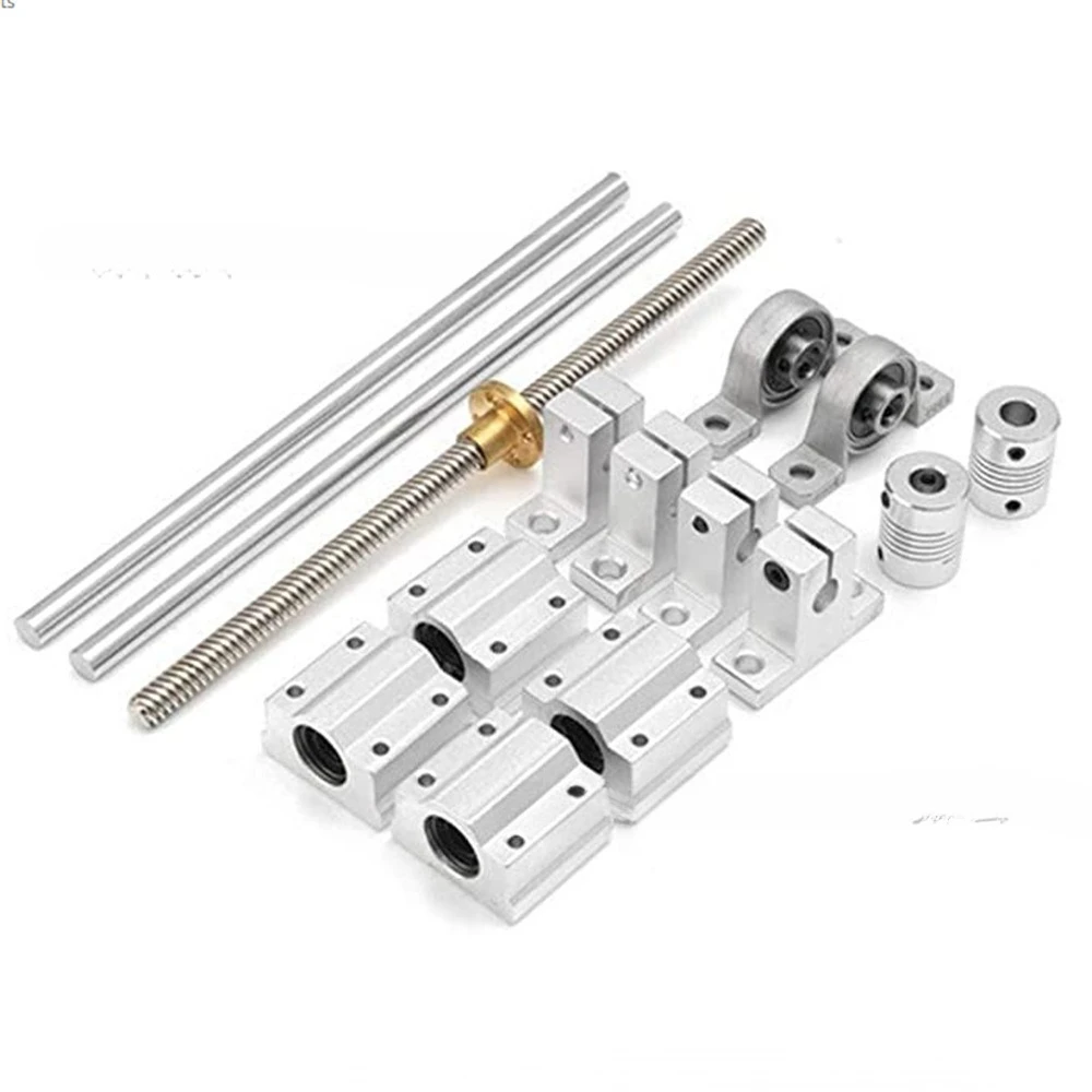 Diameter 8mm Double Track Sliding Set T8 Screw Optical Shaft Drive Kit Simple Sliding Table 3D Printer Engraving Machine
