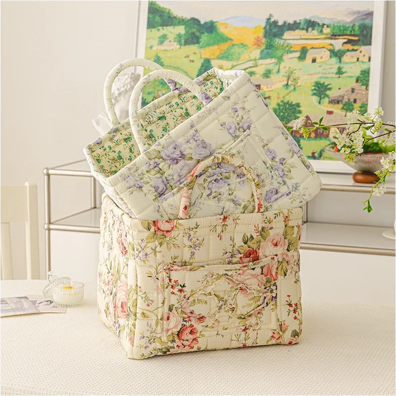 Korean style countryside style home fabric miscellaneous cosmetics classification storage basket, portable and portable