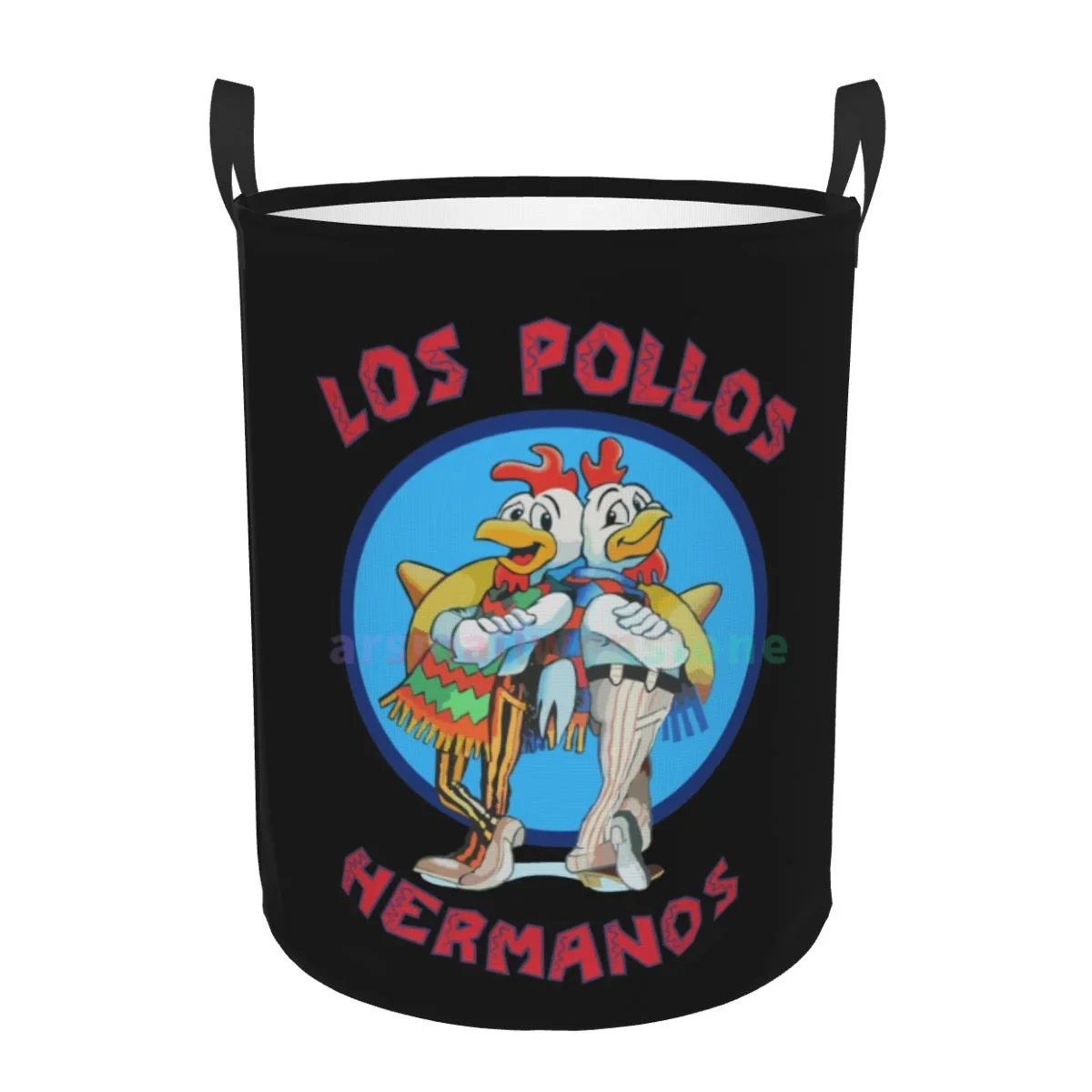 LOS POLLOS Hermanos Funny Printed Round Laundry Hamper Storage Basket Toys Clothes Organizer Bin for Home Bathroom Bedroom