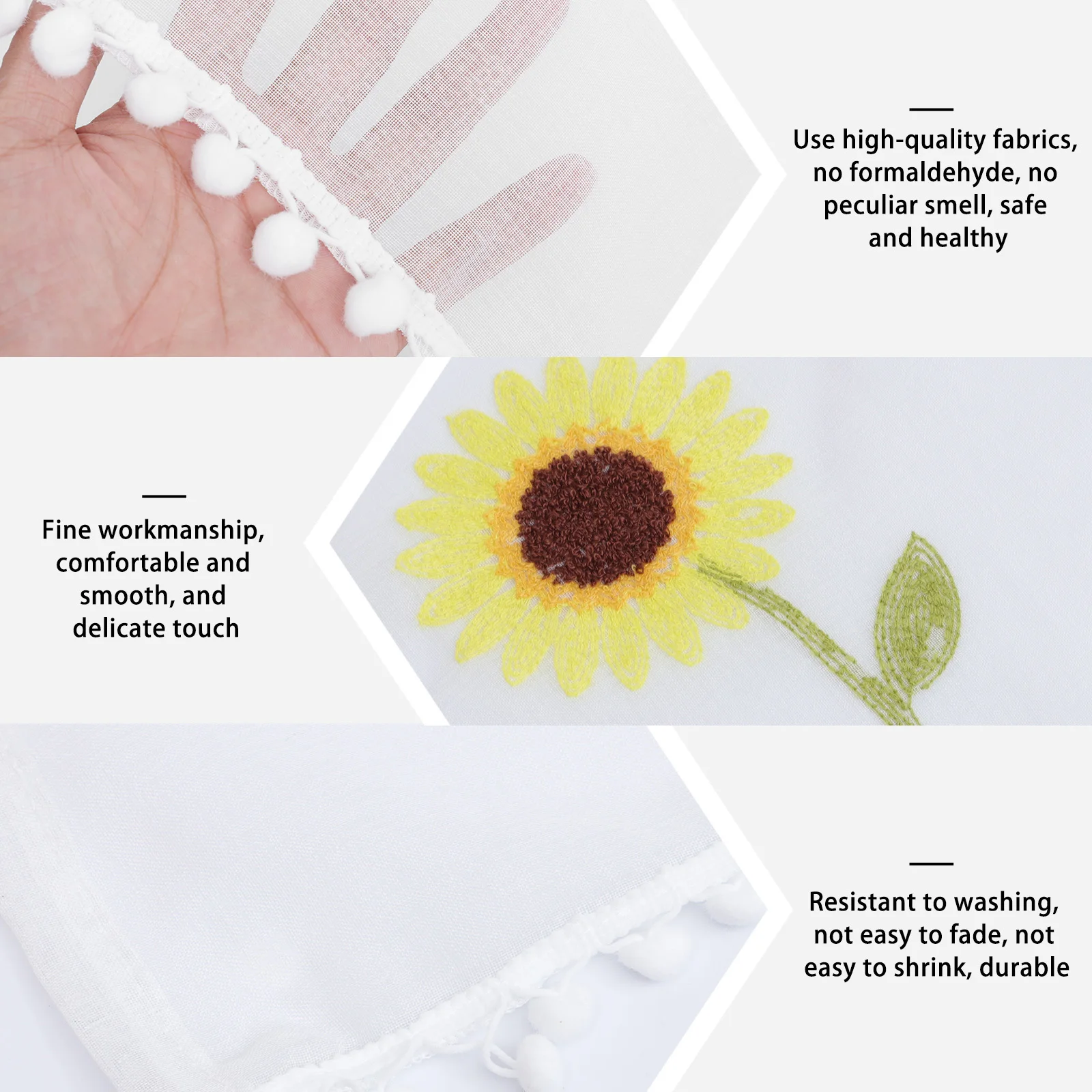 

1Pcs Sunflower Window Curtain Short Polyester Printed Half Curtain Home Decorative Dust Proof Washable