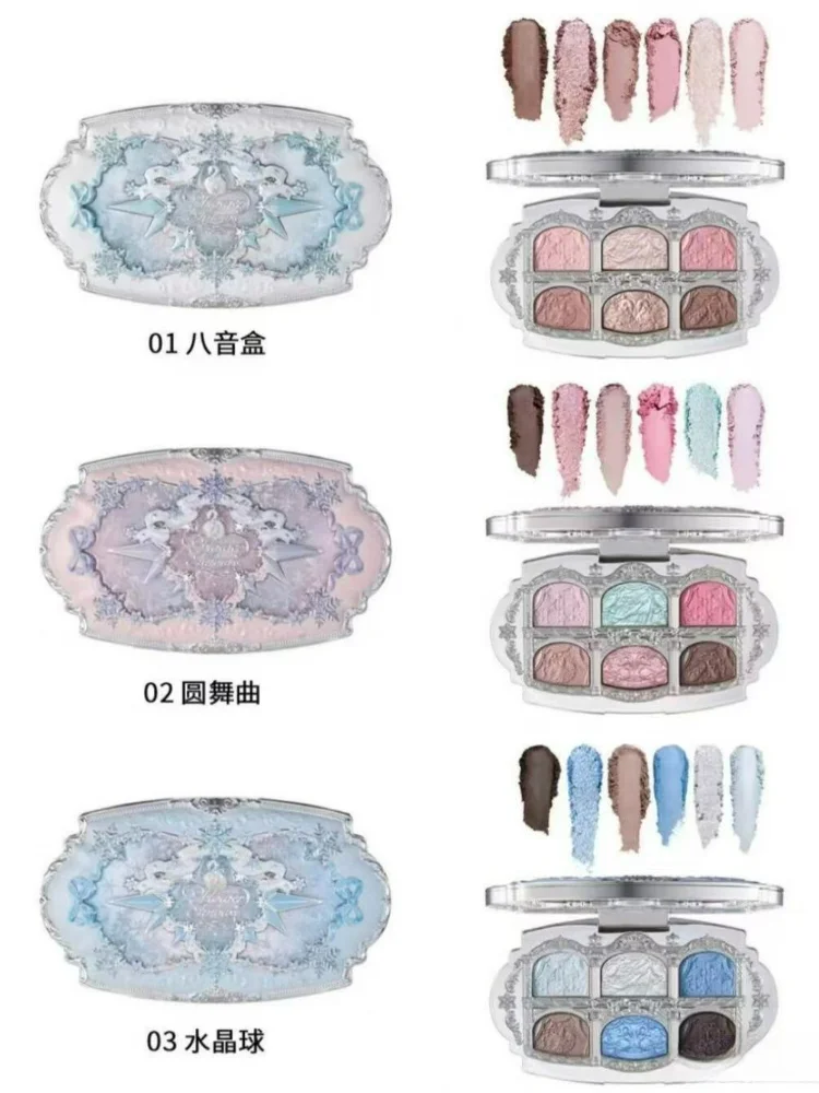 Flower Knows Snow Ballet Collection 6Colors Satin Eyeshdow Palette Sparkling Pearl Smooth Texture for Eye Makeup