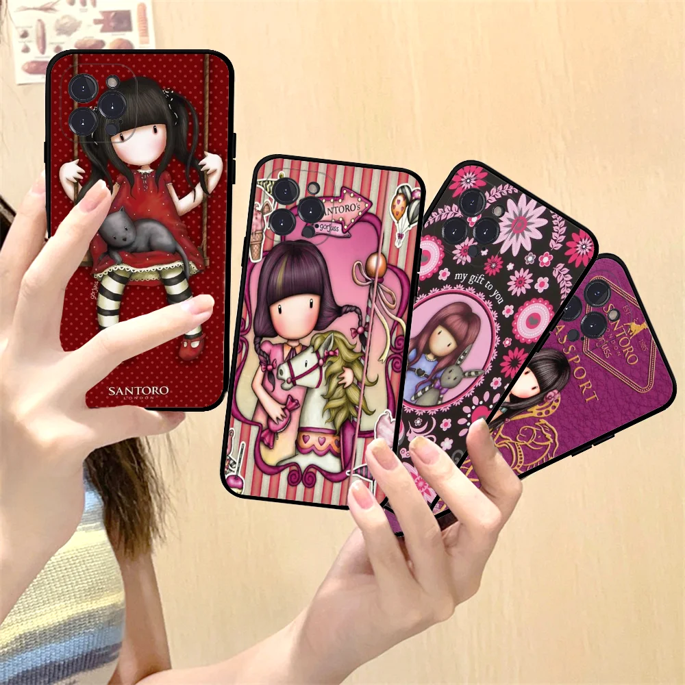 S-Santoro Girl G-Gorjuss Mousepad Silicone Soft for iphone 15 14 13 12 11 Pro Mini XS MAX 8 7 6 Plus X XS XR Cover