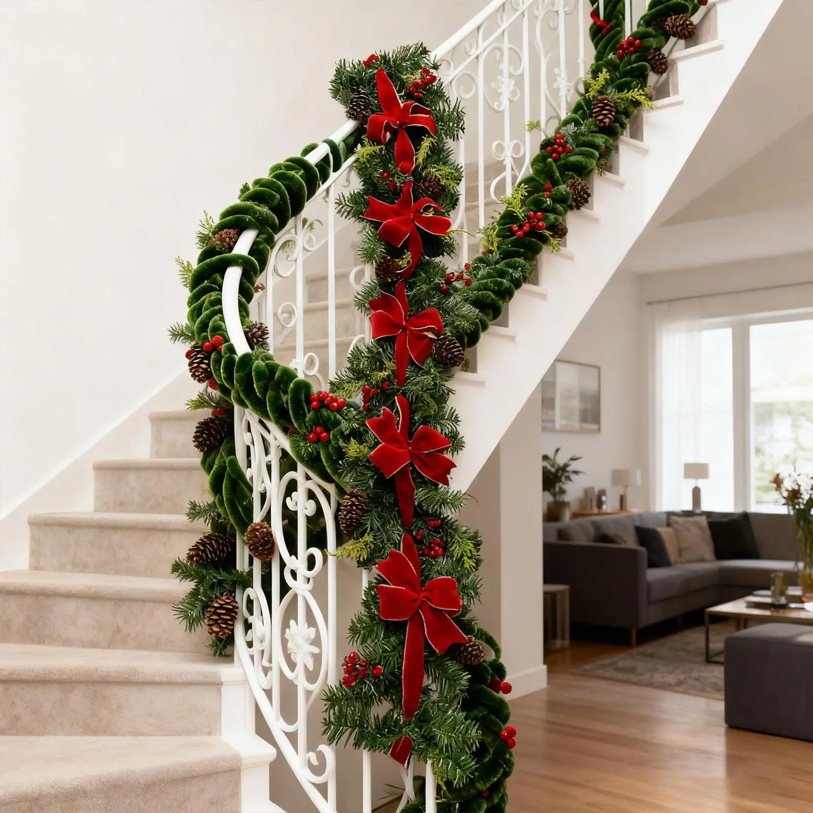 

Xmas Garland with Red Berries Artificial Greenery Decorative Garland for Christmas Tree and Wedding Arch Backdrop Home Party