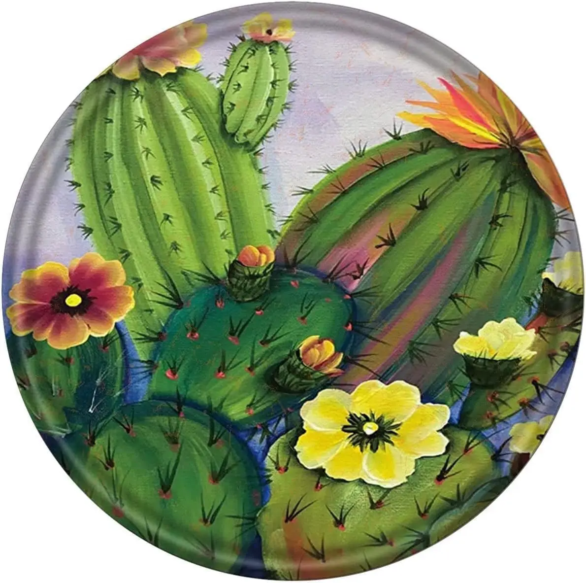 

Round Tin Sign Blooming Cactus Antique Tin sign Rustic Wall Decor Metal Wall Plate Vintage Tin Sign Wall Art Retro Advertising M