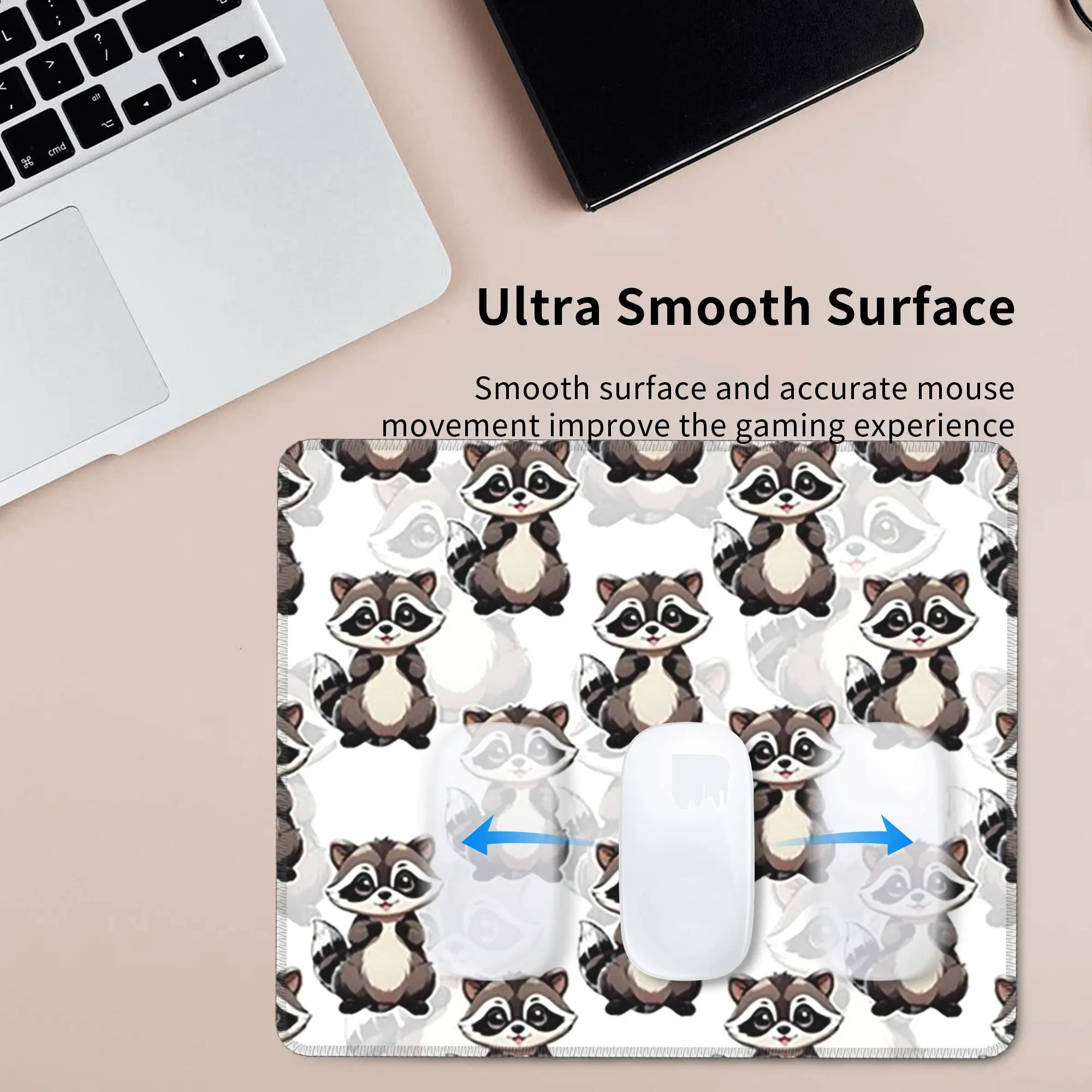Cute Cartoon Raccoon Pattern Mouse Pad Computer Keyboard Mouse Mat Gaming PC Laptop Desk Mat Office Table Mats