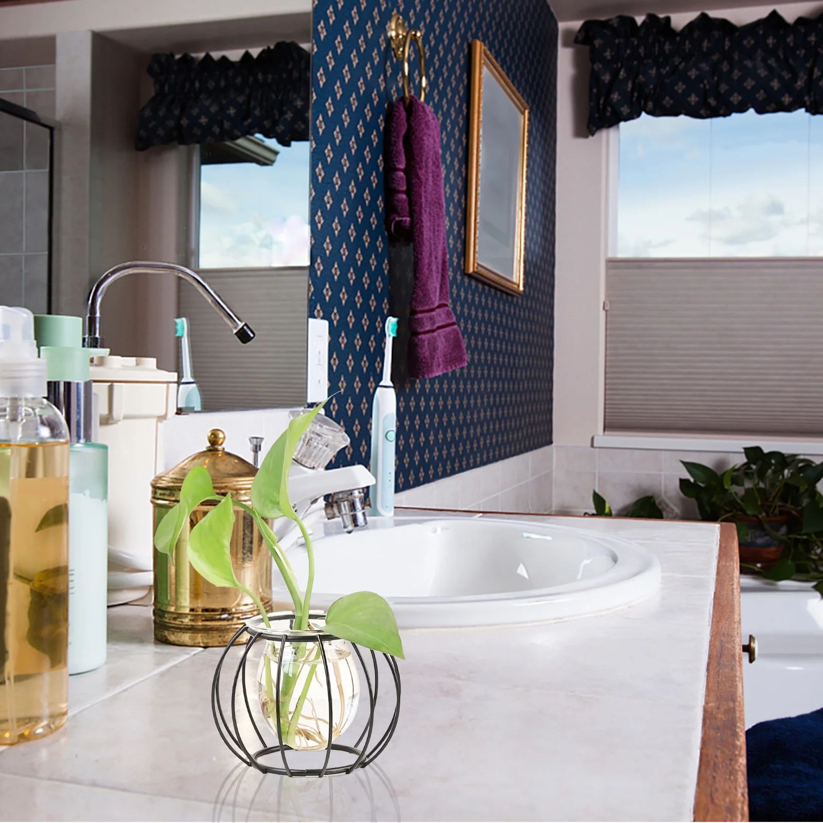 

1Pcs Decorative Hydroponic Flowerpot Stylish Small Desktop Vase Plant Container Ornament for Office Home Wedding