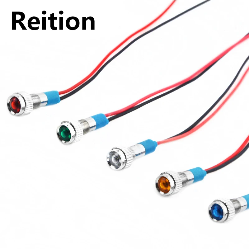 10PCS 6mm Waterproof LED Metal Indicator Pilot Light Signal Lamp 12V 24V 220V Machine Car Boat Working PC Power Free shipping