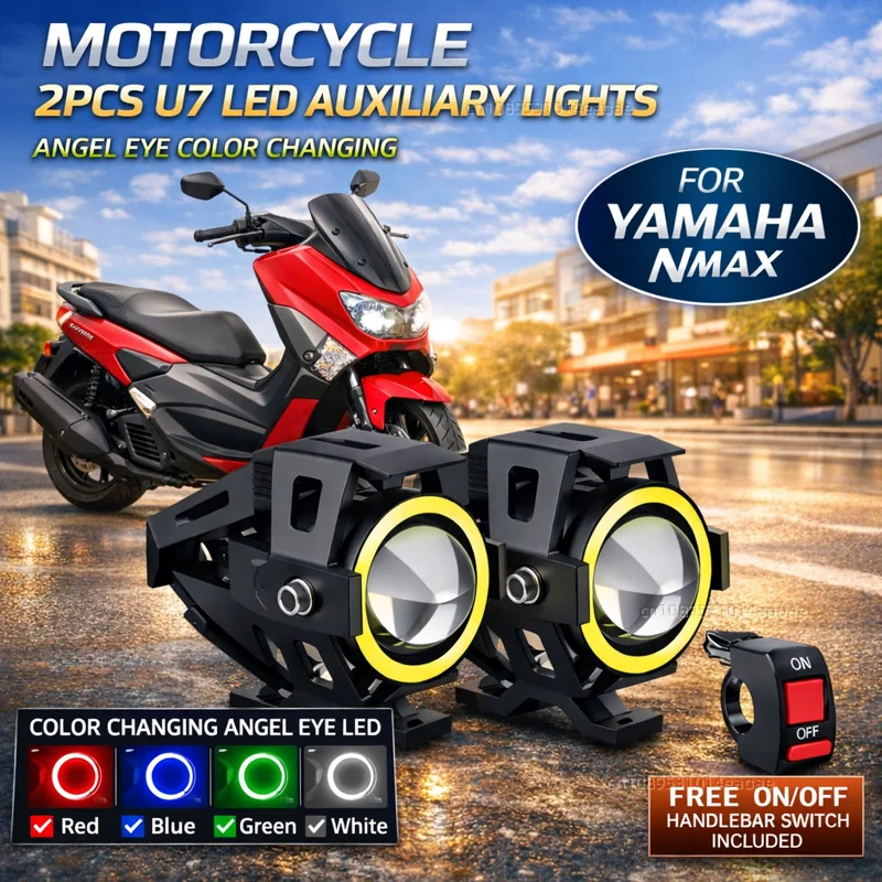 

Waterproof Motorcycle LED Headlight 3000LMW U7 Motorbike LED Driving Fog Spot Light with Switch For YAMAHA NMAX125 NMAX150