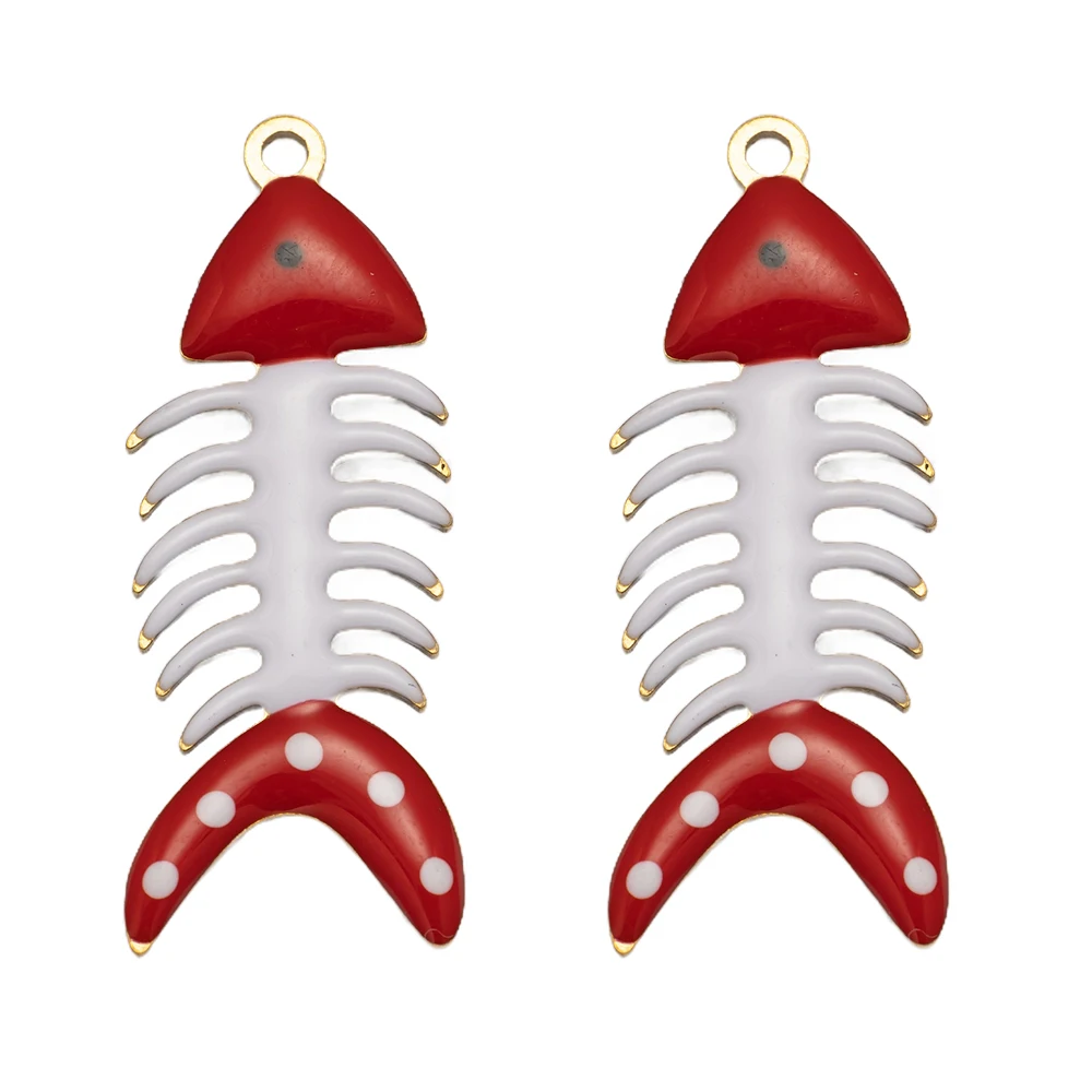 

2/6/10Pcs Metal 12X30mm Colorful Enamel Fish bone Charms Pendant For DIY Bracelet Necklaces Jewelry Making Supplies Findings