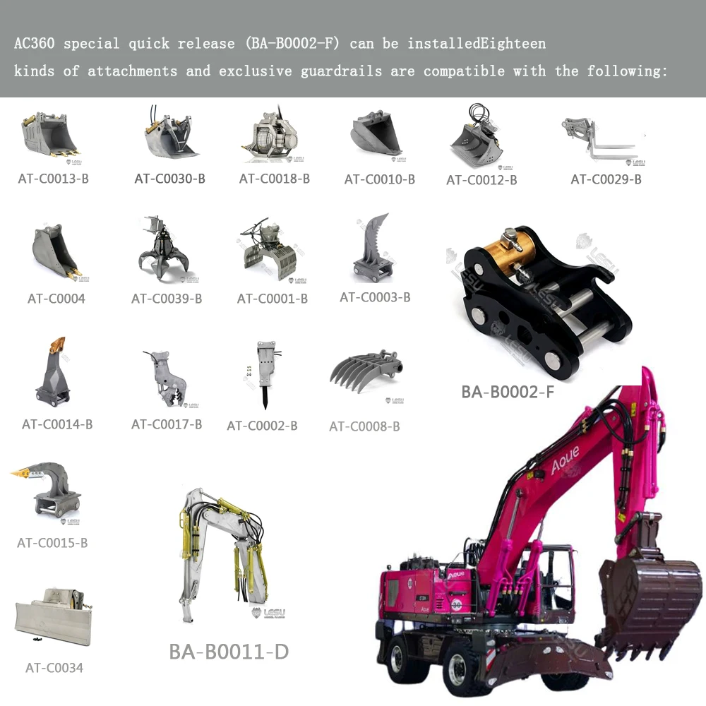 Excavator LESU model 1/14 construction machinery RD-A0006 wheeled walking hydraulic excavator metal front shovel