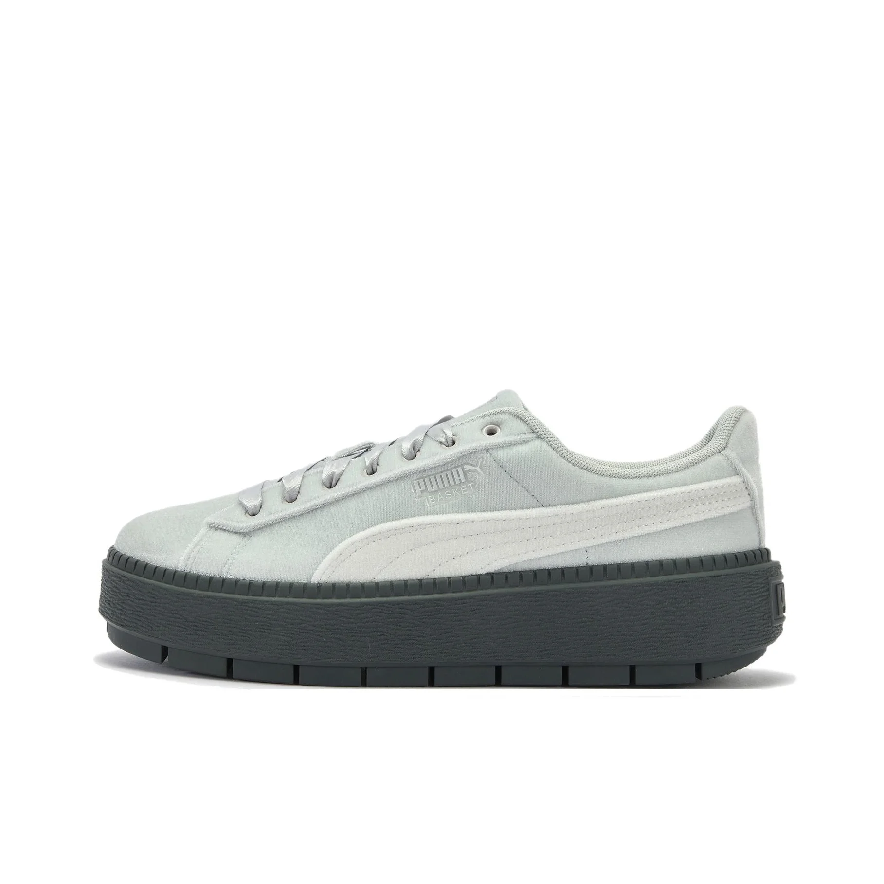 PUMA Platform Abrasion Resistant Low top Skateboard Shoes Women's Light Gray 406752-05