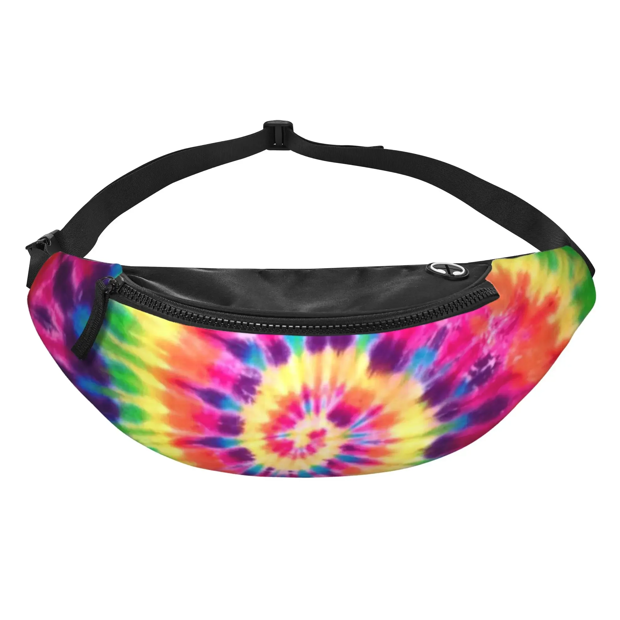 Psychedelic Tie Dye Swirl Fanny Pack for Men Women Adjustable Belt Bag Casual Waist Pack for Travel Party Hiking Running Cycling