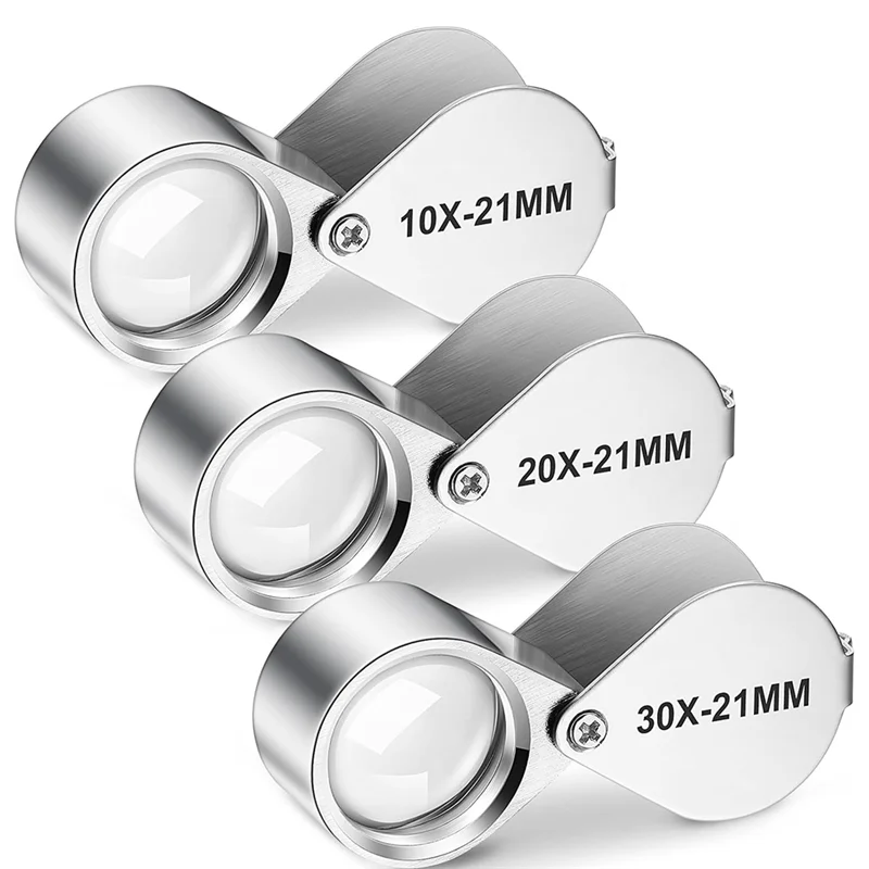 【Must-Haves】3 Pieces Jewelers Eye Loupe Set 10X, 20X And 30X Pocket Jewelry Loupe, Jewelers Eye Magnifying Glass Magnifier