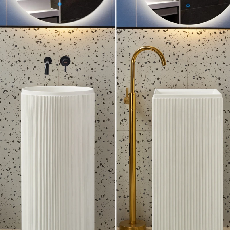 Column basin, column washbasin, cylindrical sink, vertical integrated small sink, floor-to-ceiling washbasin, wash basin